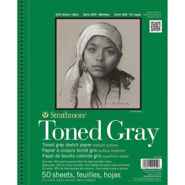 Strathmore Toned Grey Sketchbook 9" x 12" (Wirebound)  412-109