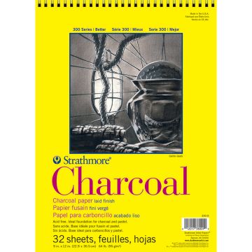 Strathmore Charcoal Pad, White, 9" x 11" Spiral Bound SM330-9