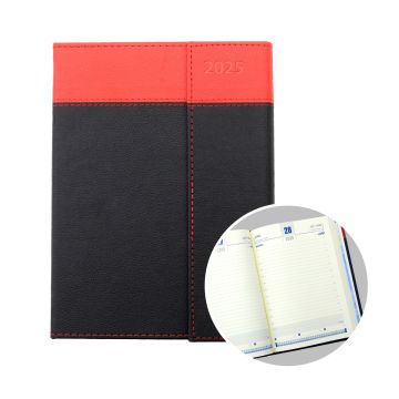 2025 B5 Daily Diary - Black Edge with Red Magnetic Flap