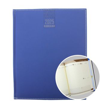 2025 Executive Weekly Diary - Blue with White Thread 10 x 8 inch
