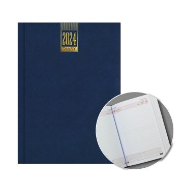 2024 A5 Soft Touch Blue Hard Case Diary - Daily Page