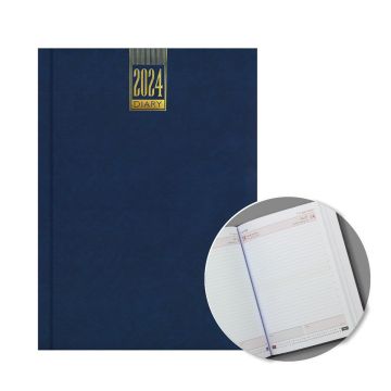 2024 A5 Foam Padded Soft Touch Blue Hard Case Diary - Daily Page