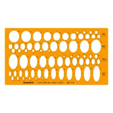 Ellipses Drafting Drawing Template 25°, 45°, 60° 18091m Isomars