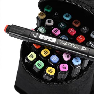TouchFive Markers 30 Colors Broad Fine Sketch Pen Black case