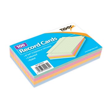 Record Card Coloured 6x4 100/Pkt Tiger
