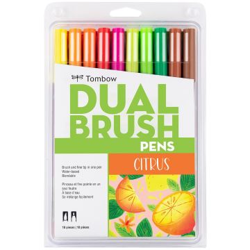 Tombow Dual Brush Pen Art Markers, 10C Set, Citrus - 56196