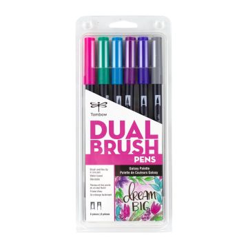 Dual Brush Pen Art Markers, Galaxy  Palette -  6 pack - 56212