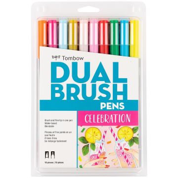 Tombow Dual Brush Pen Art Markers, 10C Set, Celebration - 56215