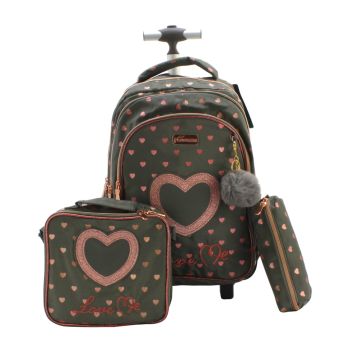 School Bag Trolley Heart Design 12809T-3