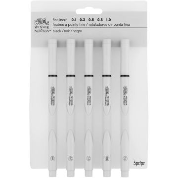 Winsor & Newton Fineliner Pen Sets, 5-Pen Black Set