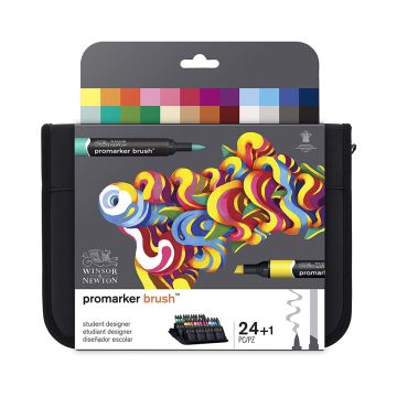 Winsor & Newton ProMarker Brush Set, 24 Count, Student Designer Wallet