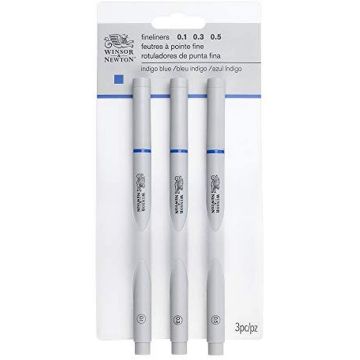 Winsor & Newton Fineliner Pen Sets, 3-Pen Indigo Set