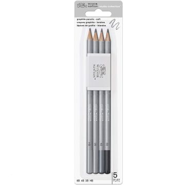 Winsor & Newton Studio Collection Graphite & Charcoal Pencil Sets,5-Piece Graphite Soft Set