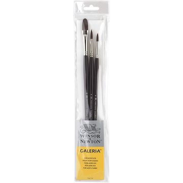 Winsor & Newton Galeria Brush Set, 3-Brushes, Long Handled
