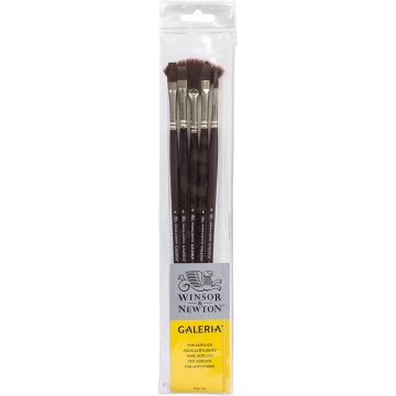 Winsor & Newton Galeria Brush Set, 5-Brushes, Long Handled