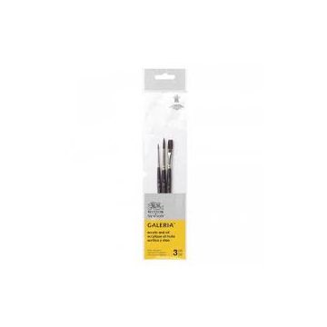 Winsor & Newton Galeria Brush Set, 3-Brushes, Short  Handled
