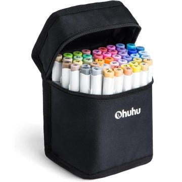 Ohuhu Honolulu B Series, 48 Mid-tone Colors, Dual Tips (Brush & Fine), Alcohol Art Markers