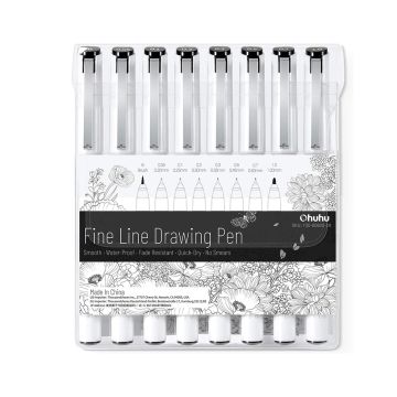 Ohuhu Fineliner Drawing Pens, 8-Pack Set