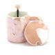 Ceramic Coffee or Tea Mug with Handle, Lid and with Spoon - PINK