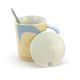 Ceramic Coffee or Tea Mug with Handle, Lid and with Spoon - Sweet