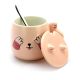 Cute Cat Ceramic Coffee or Tea Mug with Handle, Lid and with Spoon - Pink