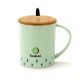 Fancy Ceramic Coffee or Tea Mug with Handle, Lid and with Spoon - Kiwifruit