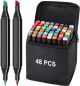 TouchFive Markers 48 Colors Broad Fine Sketch Pen Black case