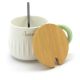 Ceramic Coffee or Tea Mug with Handle, Lid and with Spoon - 