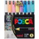 Uni Posca - Pc1Mr - قلم بطرف فائق النعومة - ألوان ناعمة - مجموعة من 8