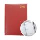 2025 A5 Half Page Maroon Hard Case Diary - SAT/SUN Edition